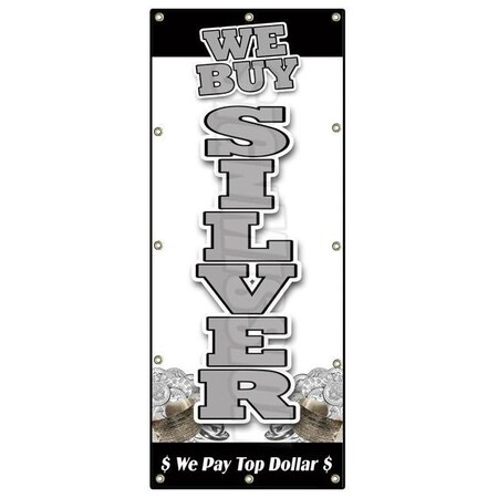 Signmission WE BUY SILVER VERTICAL BANNER SIGN gold appraisals precious stone rings B-120 We Buy Silver Vertical